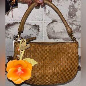 NWT CLARE V. Petit Moyen woven mini messenger bag in Sequoia.